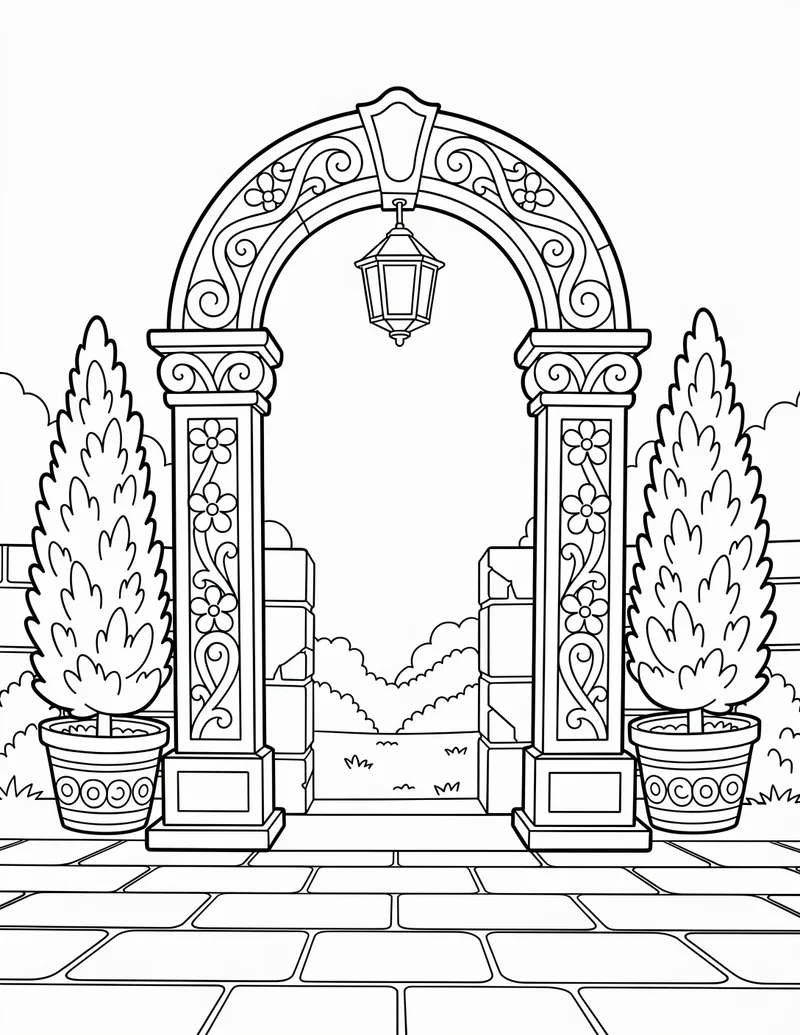 Coloring page — Elegant Archway