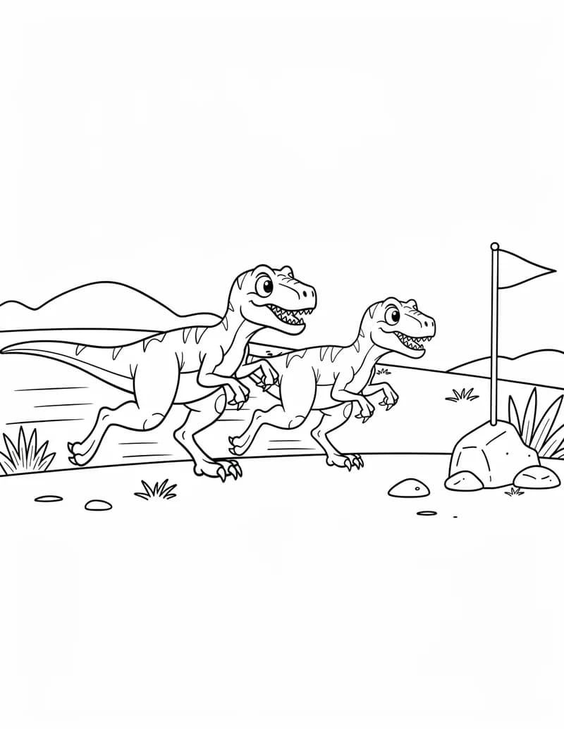 Coloring page — Velociraptor Race