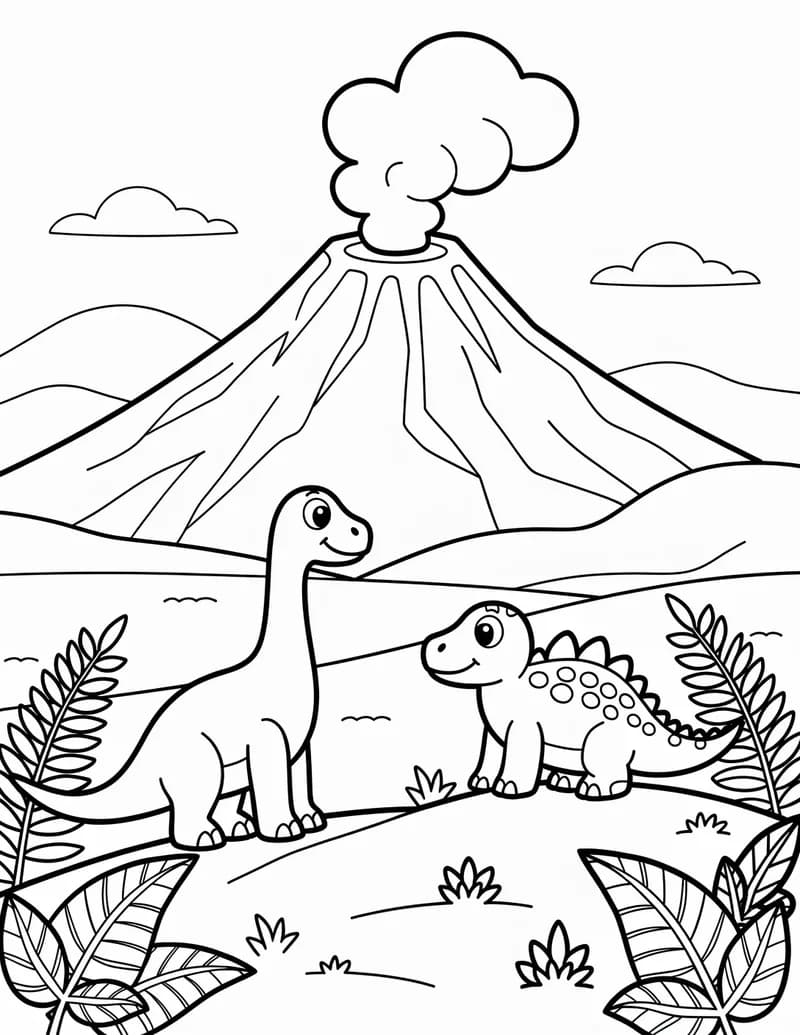 Coloring page — Volcano Valley