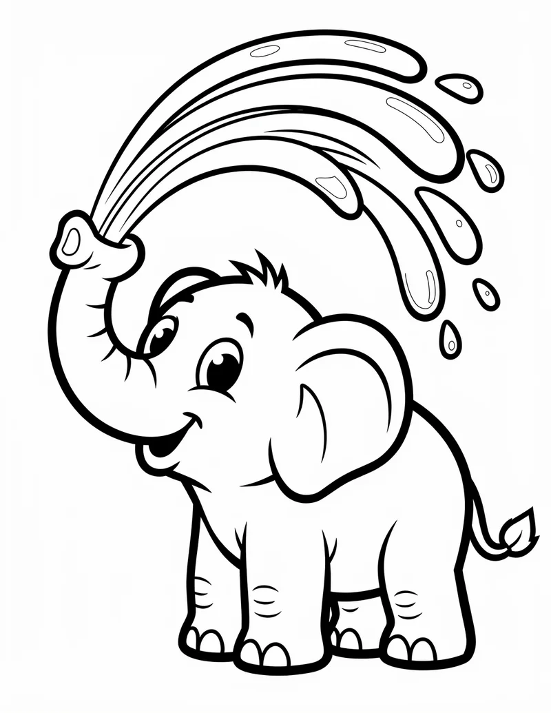 Coloring page — Baby Elephant Splash