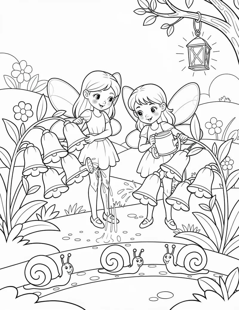 Coloring page — Fairy Garden