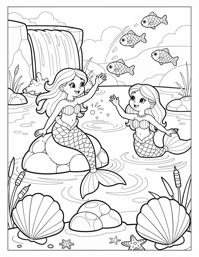 Coloring page — Mermaid Lagoon