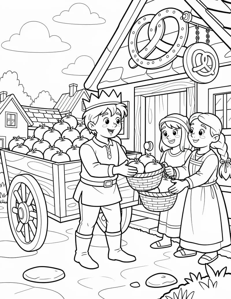 Coloring page — Prince and the Village