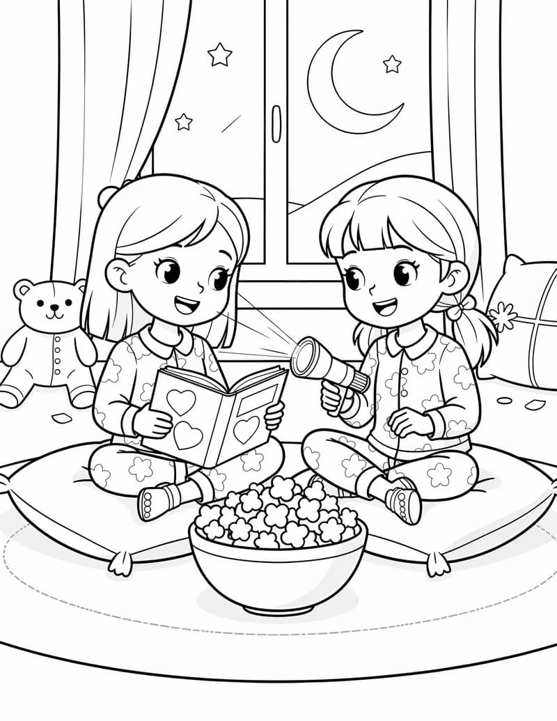 Coloring page — Best Friends Sleepover