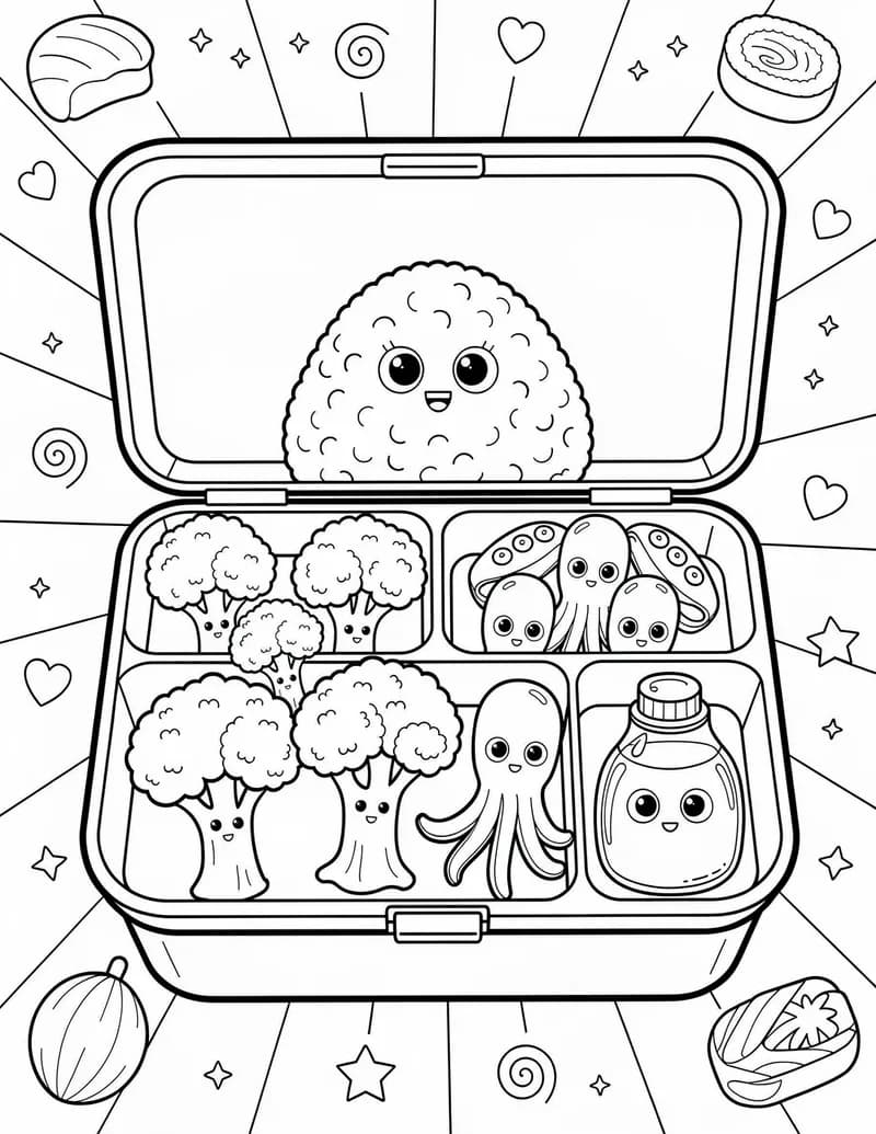 Coloring page — Bento Box Friends