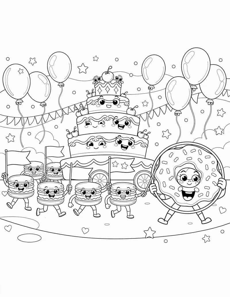 Coloring page — Dessert Parade