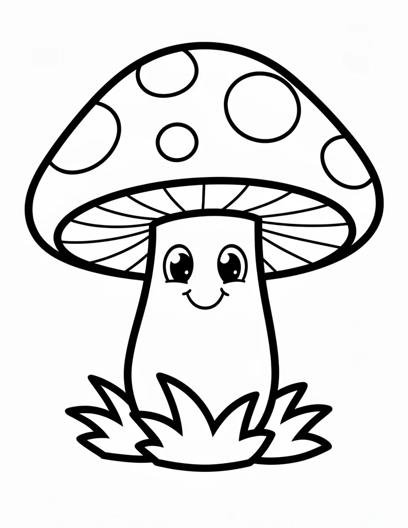 Coloring page — Happy Mushroom
