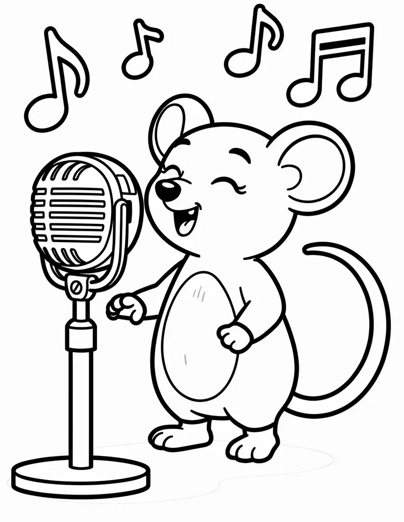 Coloring page — Microphone Mouse