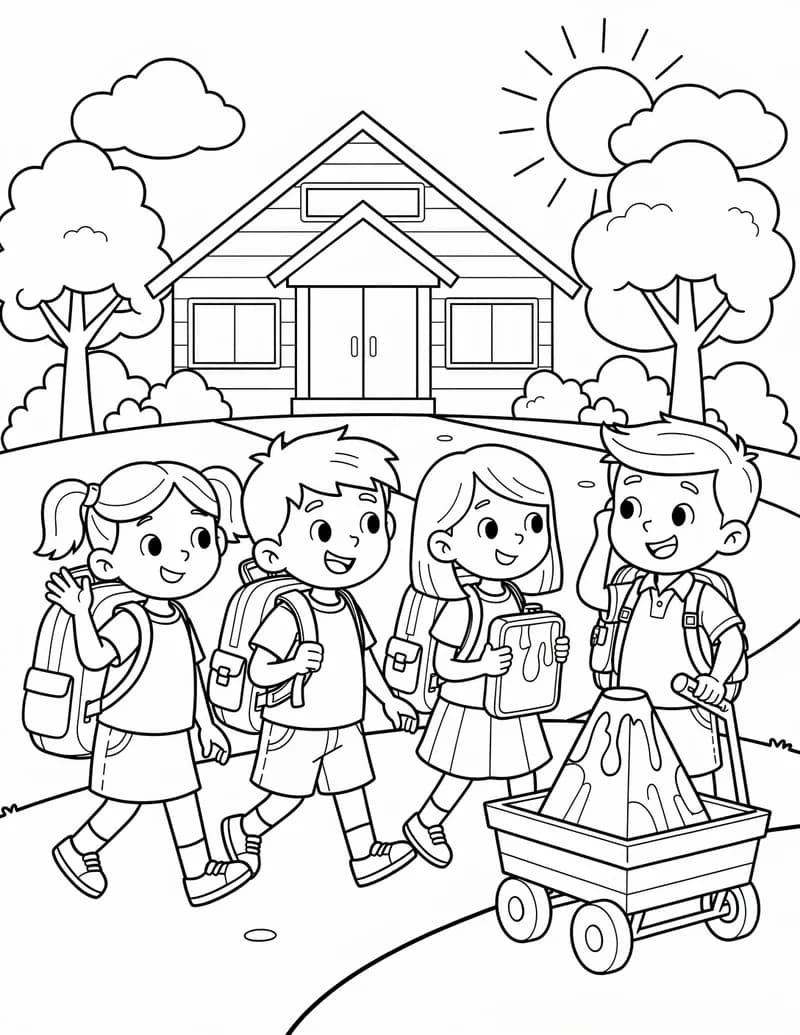 Coloring page — School Day Adventure