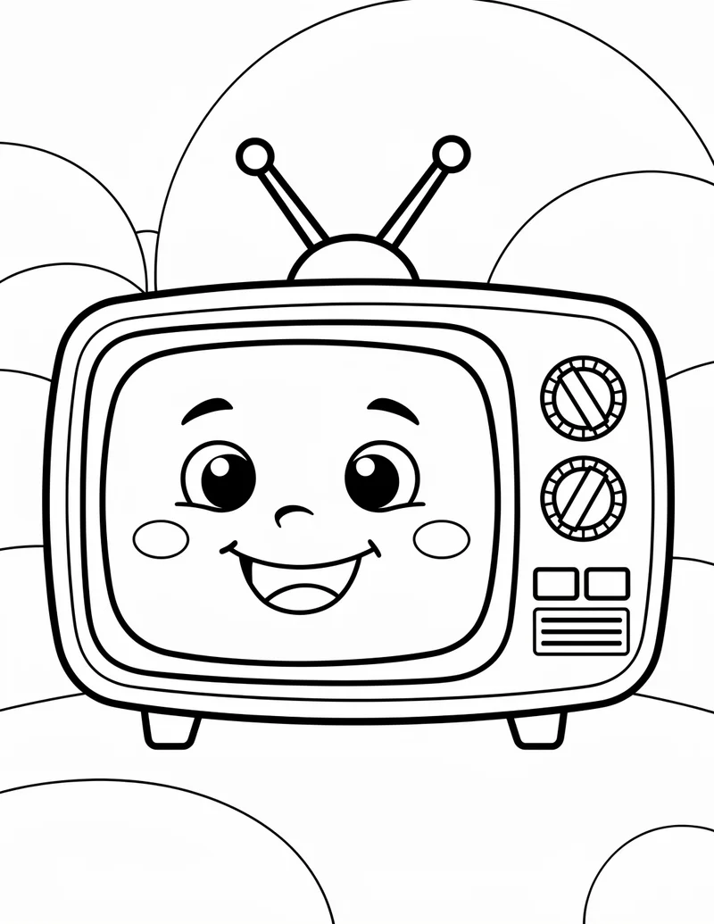 Coloring page — Smiling TV Set