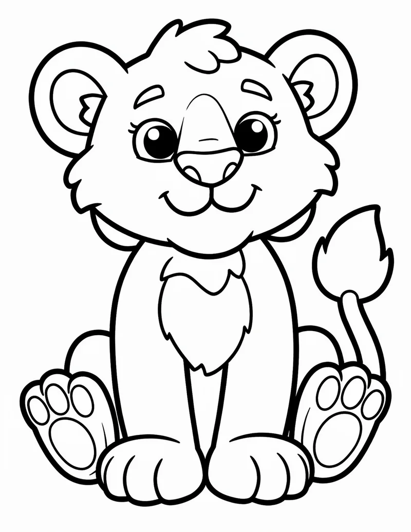 Coloring page — Happy Lion Cub