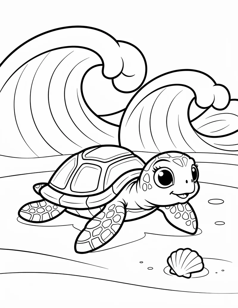 Coloring page — Baby Turtle Beach Dash