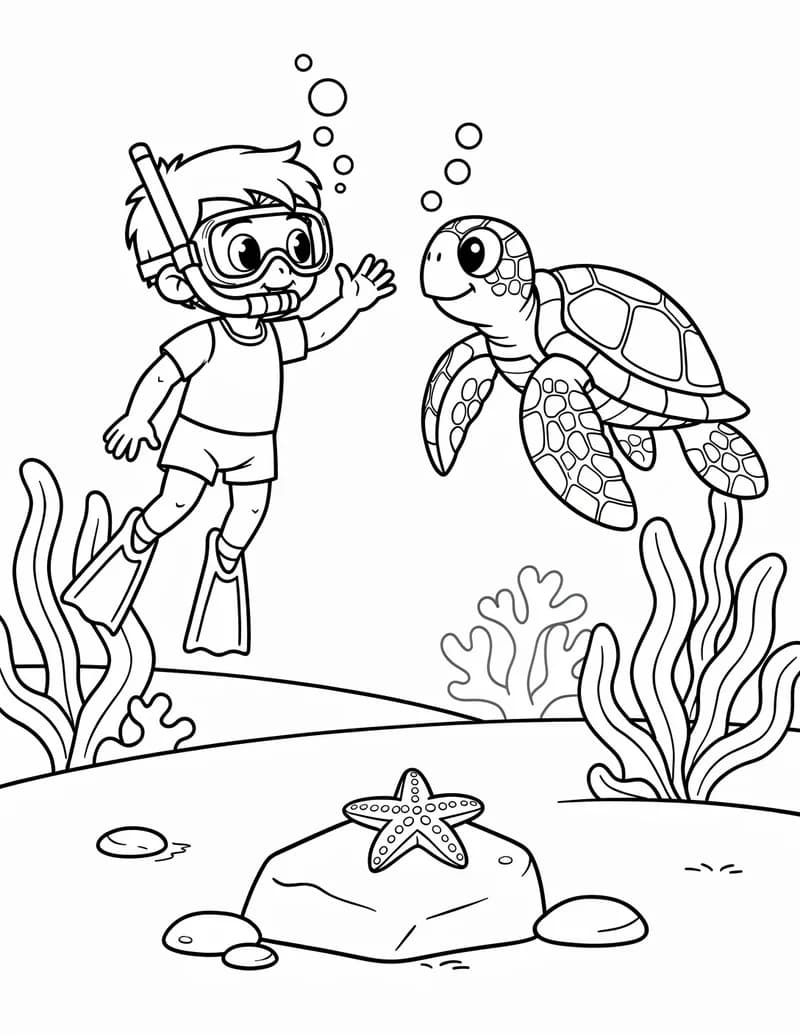 Coloring page — Snorkel Hello
