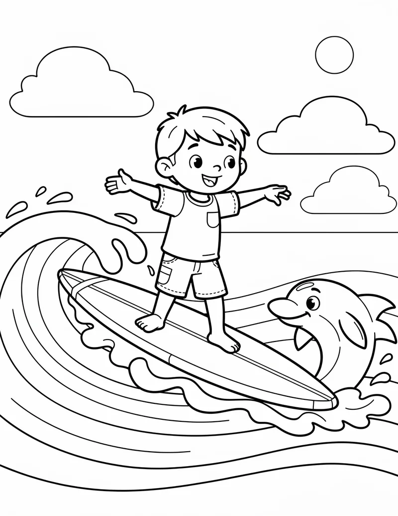Coloring page — Surf Lesson