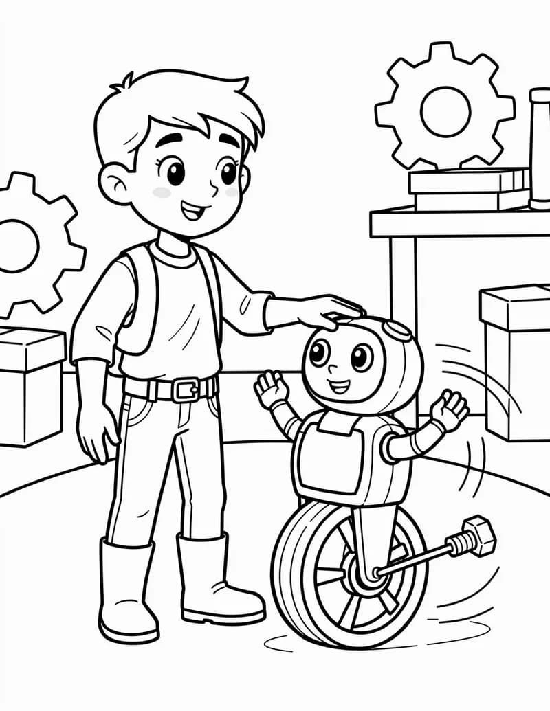 Coloring page — Runaway Robot Stop