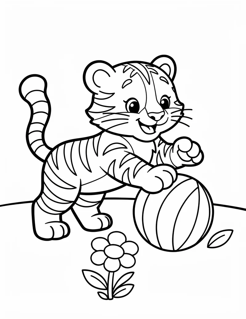 Coloring page — Playful Tiger Cub